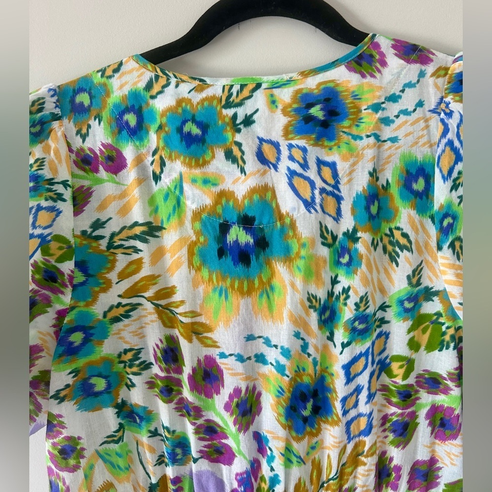 Johnny Was Ikat Bloom Tiered Floral Print Midi Dress Size Small - Picture 12 of 12